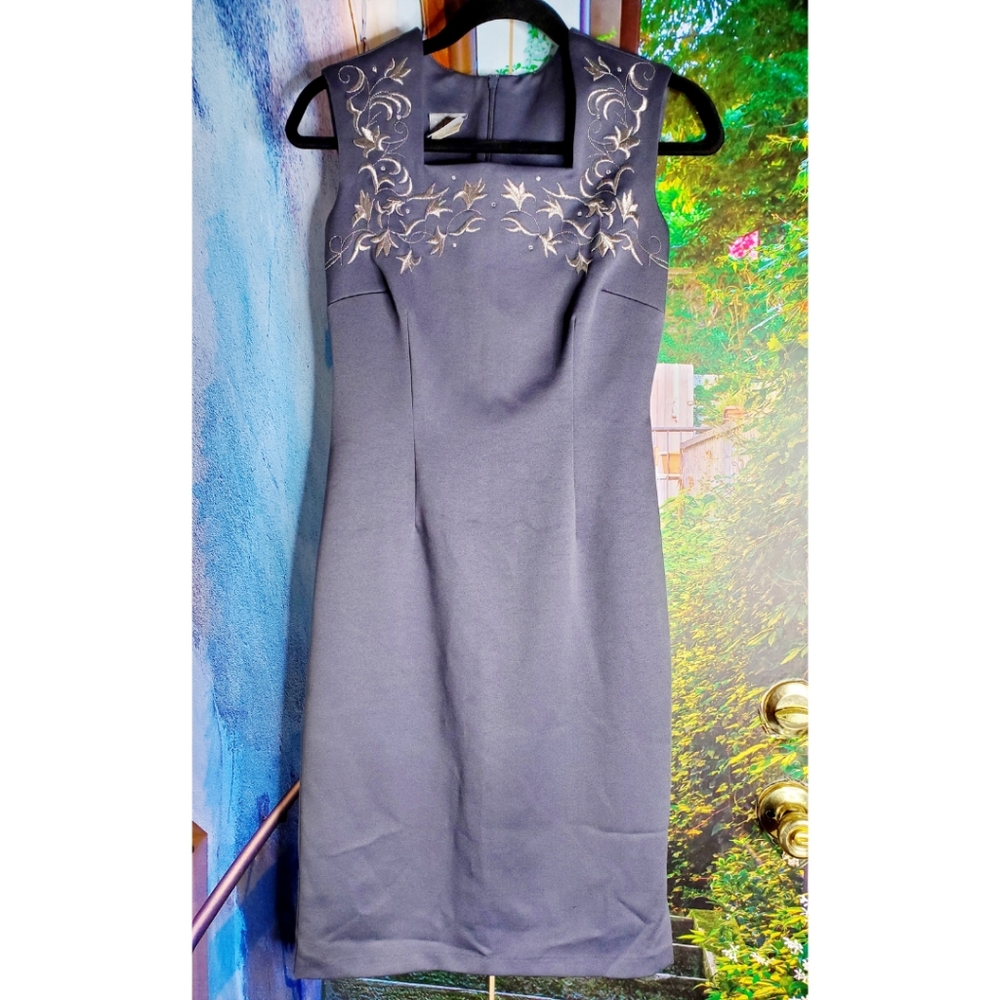 Rabbit Rabbit Rabbit Designs Silver and Gray Formal Midi Dress